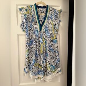 Poupette St Barths Mini Sasha Dress; size M; blue and green